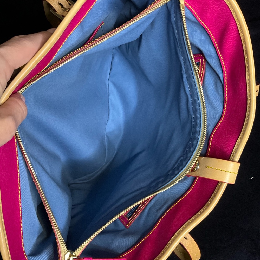 Dooney & Bourke Aqua and Tan Tote Bag - Picture 9 of 12